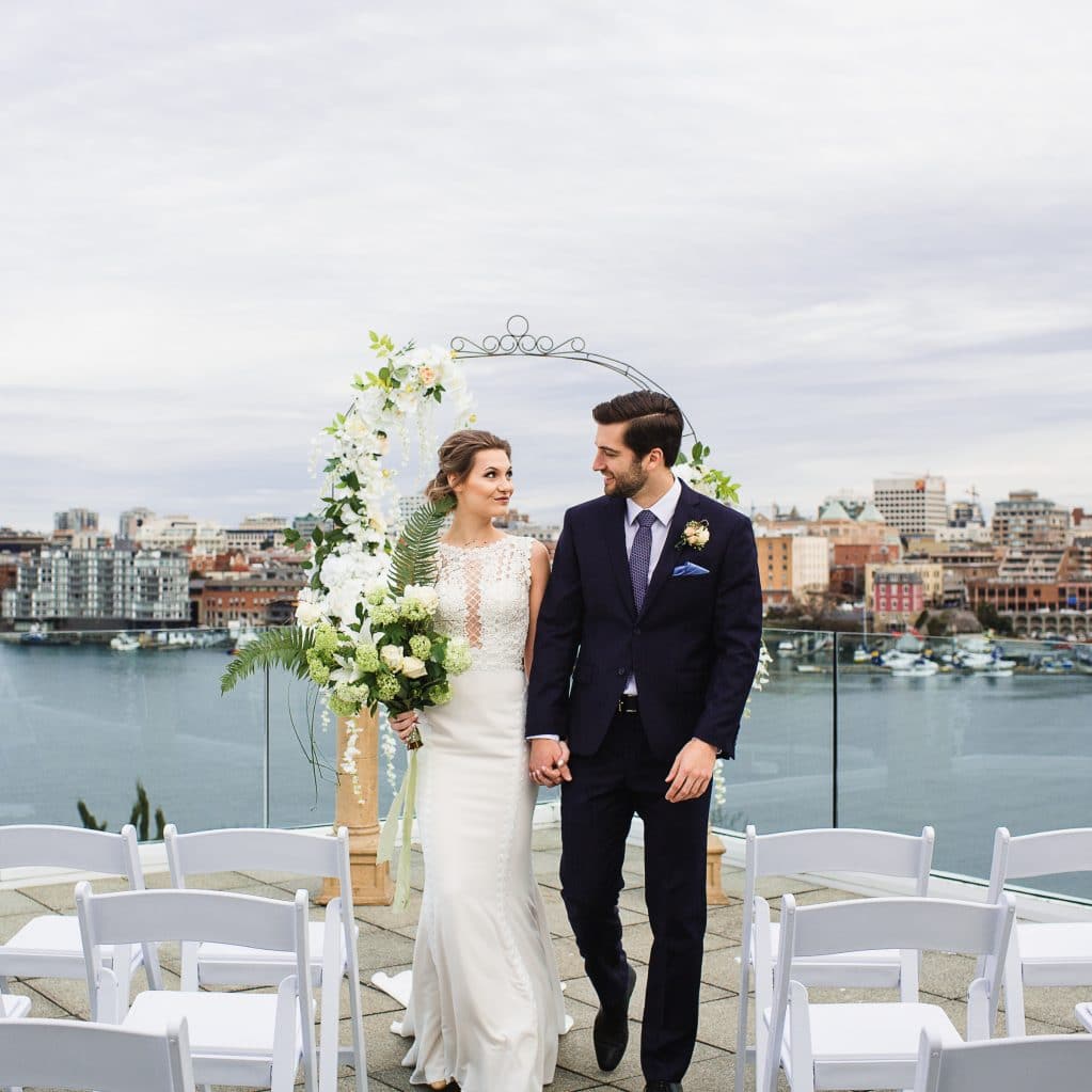 victoria penthouse elopement couple Inn at Laurel Point