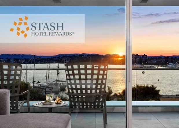 Inn at Laurel Point Erickson Wing Balcony with Stash Rewards logo
